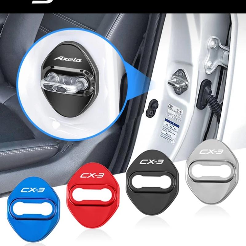 4PCS Stainless Steel Door Lock Protector for Mazda CX-5 CX-30 6 3 2 N Axela CX-4 CX-9 323 626 MS Automotive Supplies