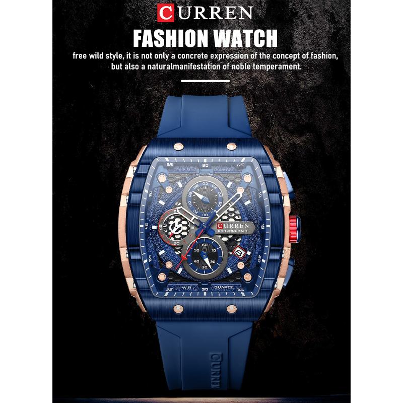 CURREN Nuovi orologi da uomo Orologio da uomo multifunzionale con calendario in sei capretto impermeabile