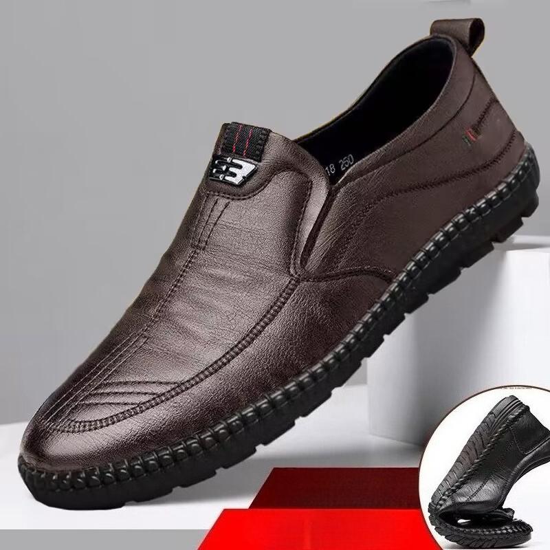 Mens Loafers PU Leather Non Slip Walking Flats Breathable Outdoor Slip On Casual Shoes for Male Work Office Driving Sneakers