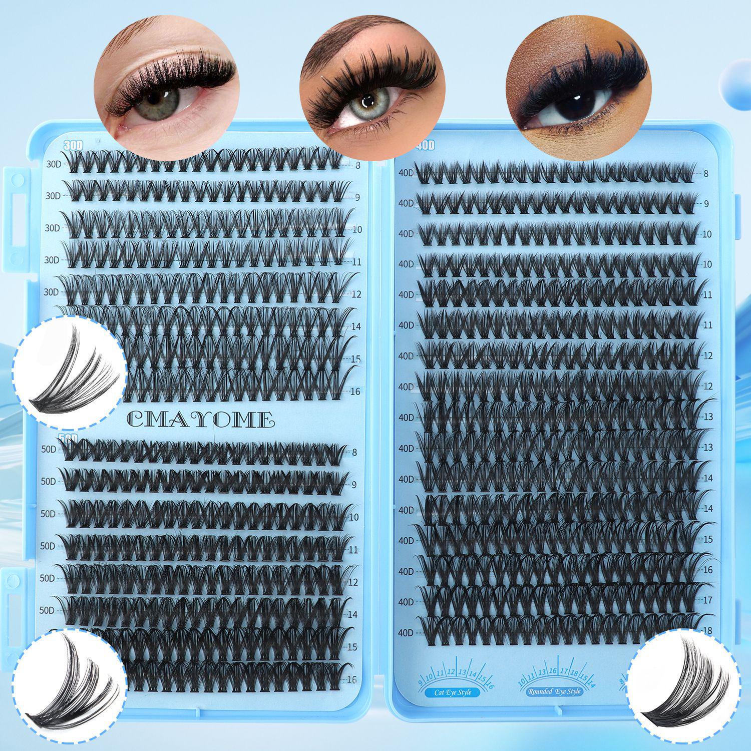 

European & American DIY False Eyelashes - Large Capacity 640 Clusters, Thick Segmented Extensions