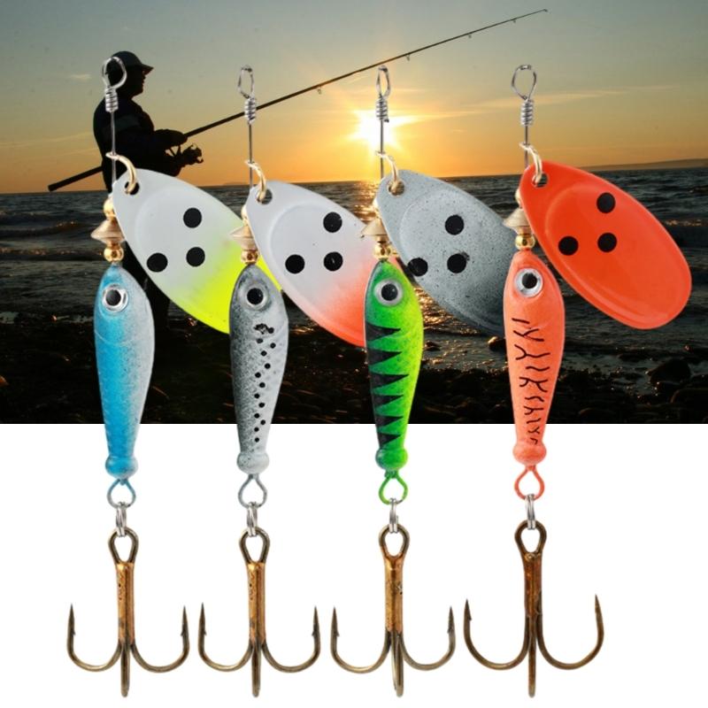 Spinner Fishing Lures with Triple Hooks Sequins Artificial Baits Hard Metal Spinner Baits for Freshwater Saltwater