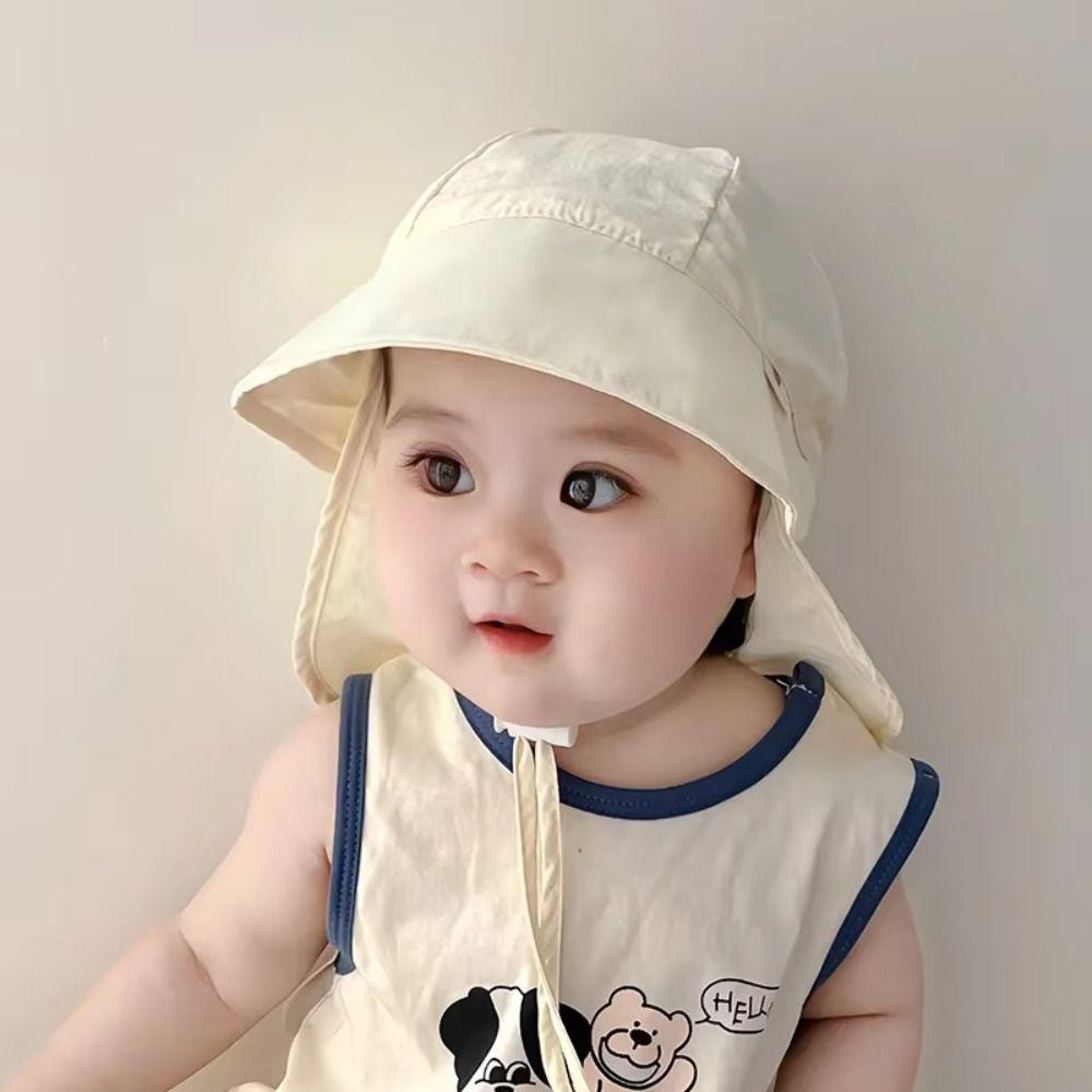 UV Protection Kids Beach Cap Solid color Sunscreen Bucket Hat Breathable Children Sun Hat  Girl