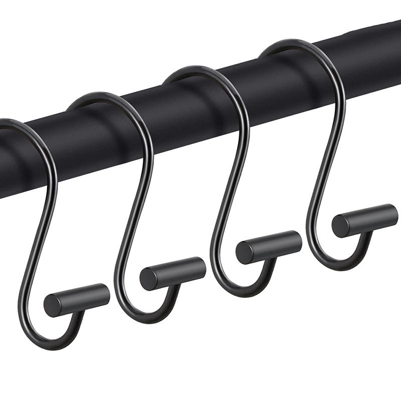 12Pcs Shower Curtain Hooks Rustproof Corrosion Resistant Strong Load-bearing Curtain Rings S-Shaped Electroplated Curtain Hooks