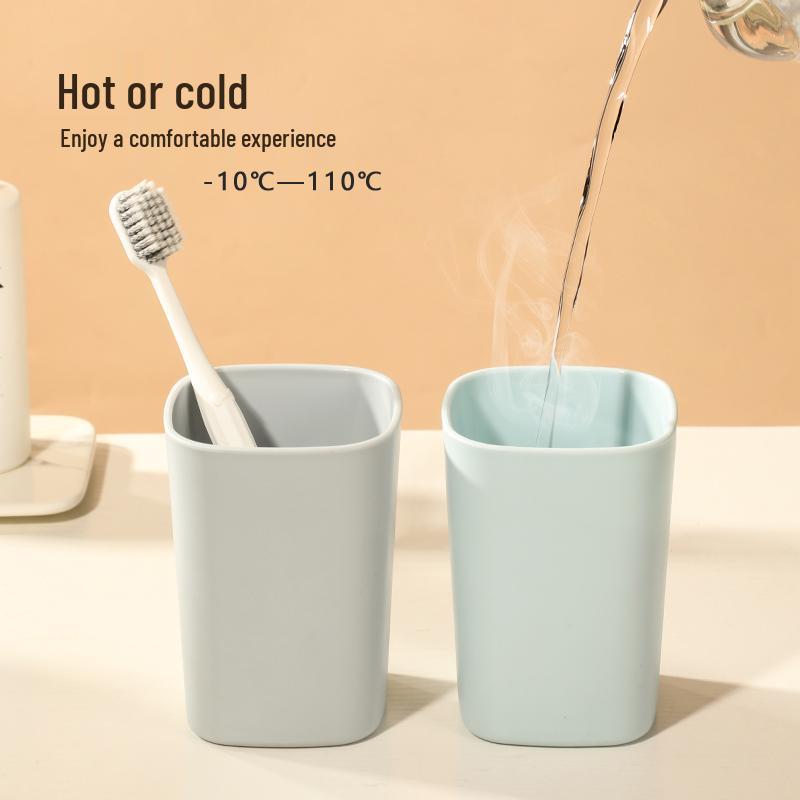 Square Plastic Toothbrush and Toothpaste Holder Set - High-Grade Mouthwash Cups for Couples and Kids