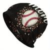 1 pezzo Maglia a tema Baseball da donna/per donna - Vestibilità aderente elasticizzata leggera, Design con stampa Baseball Bianco/Nero e Leopardo, Resistente per esterni, Natale, C