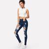 Women Fashion Pocket Wild Slim Fit Tight Pants
