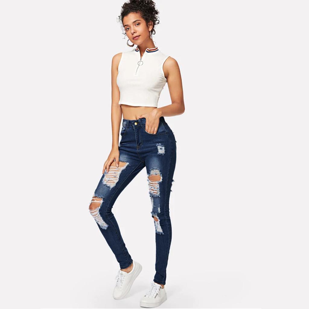 Women Fashion Pocket Wild Slim Fit Tight Pants