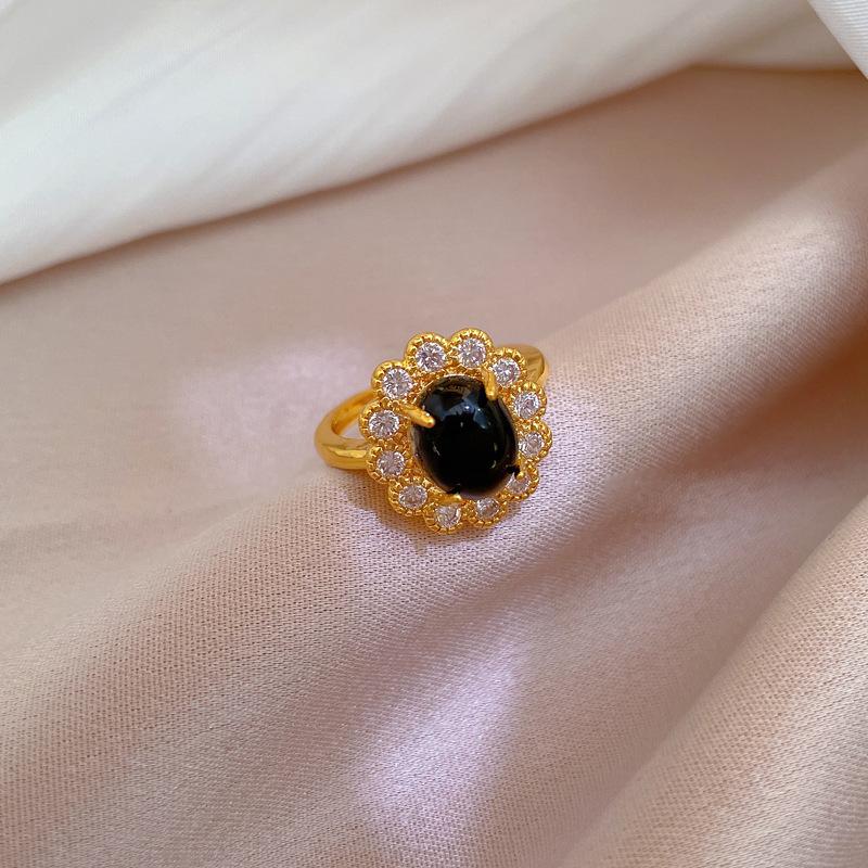 316L Stainless Steel  Irregular Zircon Layer Ring For Women Exquisite Vintage Handmade Jewelry