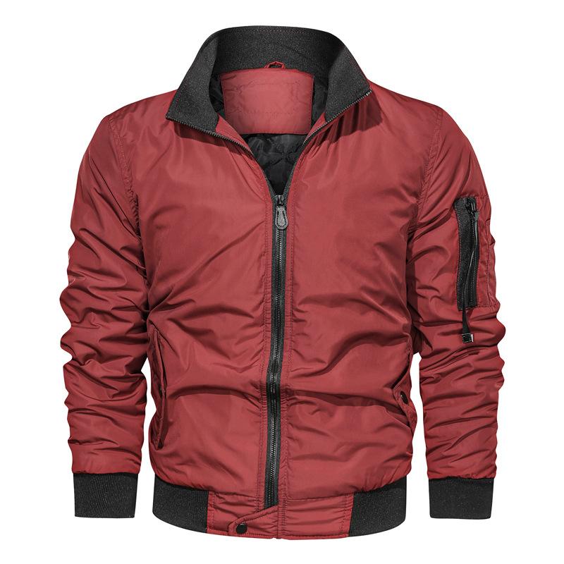 Men's Coat Bomber Jackets Casual Solid Zipper Pilot Jacket Stand Collar Coat