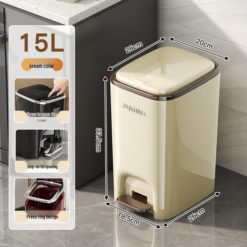 Luxury Pedal Trash Bin with Lid: Hands-Free Operation for Kitchen, Living, Dining, Bedroom