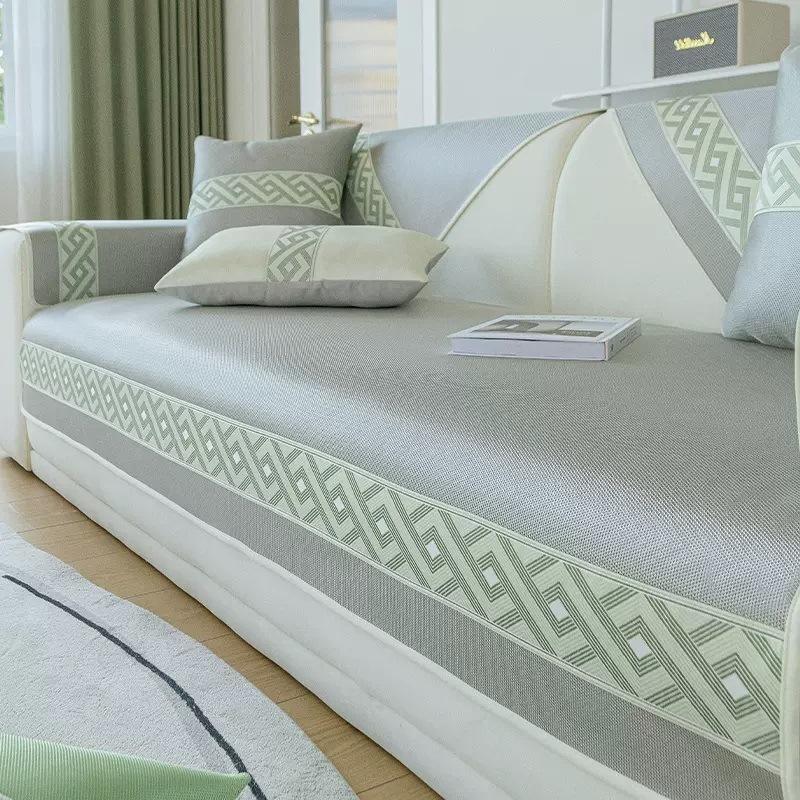 Letní jednoduchý protiskluzový podsedák na pohovku z ledového hedvábí, vysoce kvalitní podložka s plným pokrytím na pohovku