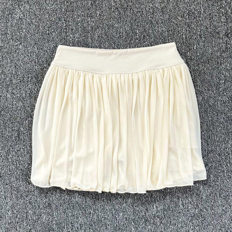 

Summer European and American Style Tennis Skirt for Women, High-Waisted, Solid Color, Faux Two-Piece Sports Skirt, Anti-Exposure, Tiered Short Skirt Milky White Xl(Adult)