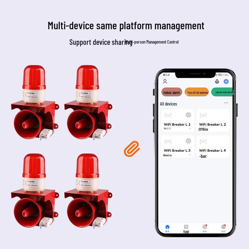 WIFI-Connected 220V Sound & Light Industrial Alarm Horn with Remote Control