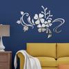 Home Parlour Room Mirror Plastic Flower Art Removable Wall Sticker Decoration Decal Silver