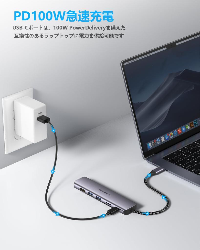USB C Hub Adapter lan hdmi Docking Station Gigabit Ethernet PD 100W Fast Charging HDMI High Speed Data Transfer Card Compatible with Macbook