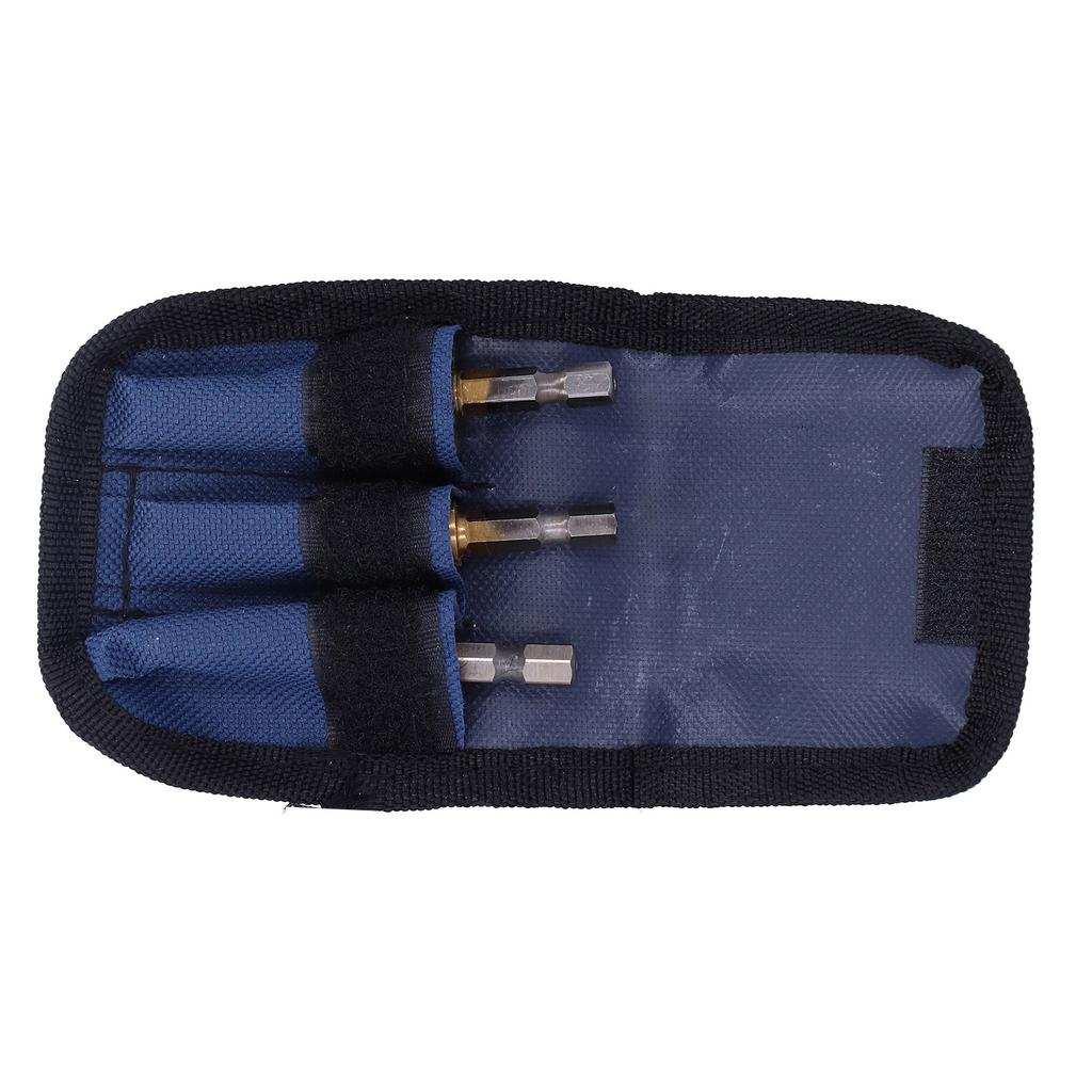 3Pcs High Speed Steel Step Drill Bit Set Hex Shank Straight Flute with Storage Pouch