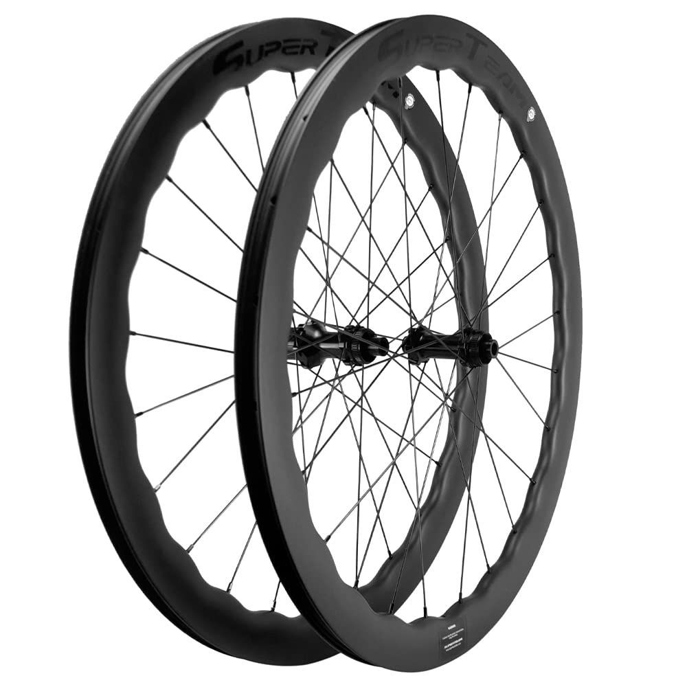 

Комплект бескамерных колес для шоссейного велосипеда SUPERTEAM с дисковыми тормозами, с 25-миллиметровыми карбоновыми колесами 700c 45/50/65мм (45/25мм) чёрный