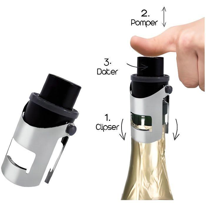 Bouchon de champagne - CMP - Acier - 8 cm - Hermétique - Système de date