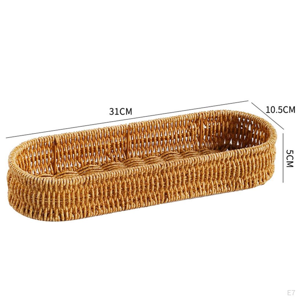 Storage Basket Bread Baskets Forks Spoons Storages Organizer Woven Serving Handmade for Home
