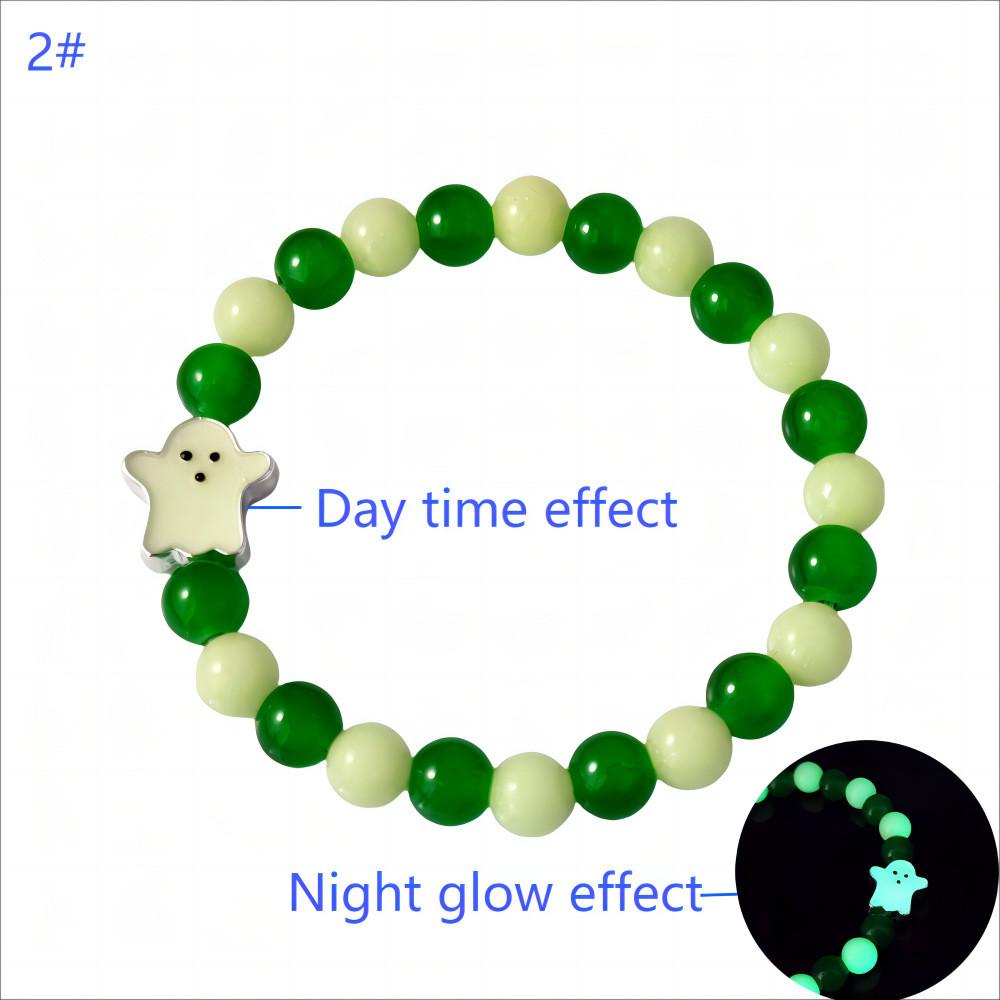 Halloween Ghost Lightup Glass Beaded Bracelet For Festival Celebrations