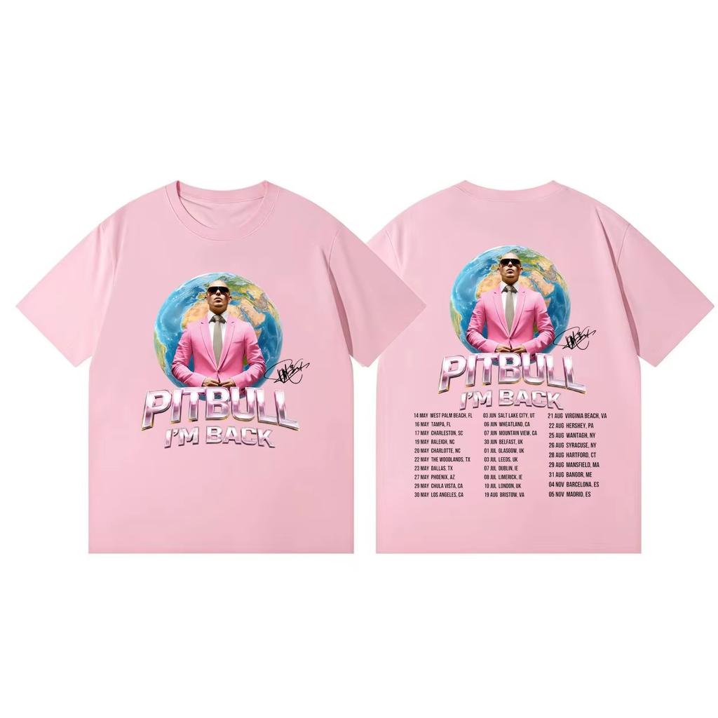 Letnia Moda Modny T-shirt Pitbull Mr.worldwide Jestem Z Powrotem Trasa 2026 Koszulki Graficzne Moda Hip Hop Koszulki z Krótkim Rękawem