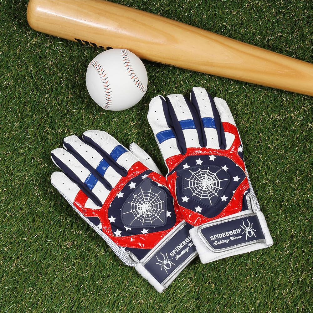 Spidergrip Nonslip Batting Gloves American (XL, Flag)