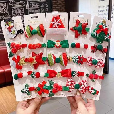 Christmas Hair Clip Set: Santa, Tree & Bow Korean Style Clips