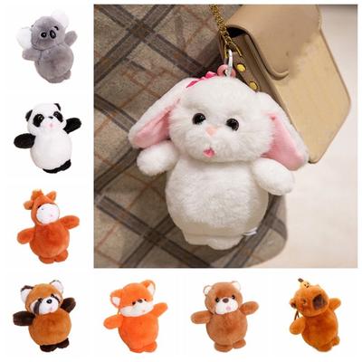 Rabbit Capybara Plush Keychain Raccoon Plush Toys Small Pendant Animal Doll Keychain  Kids Gifts