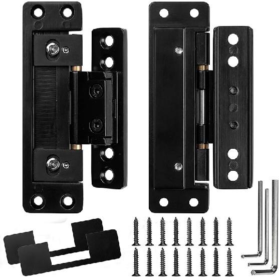 Hidden Door Hinges, Ultra-Thin Concealed Design, 110 Lb Load Capacity, 100 Degree One-Way Opening, Silent Operation Adjustable Hinges,Zinc Alloy,
