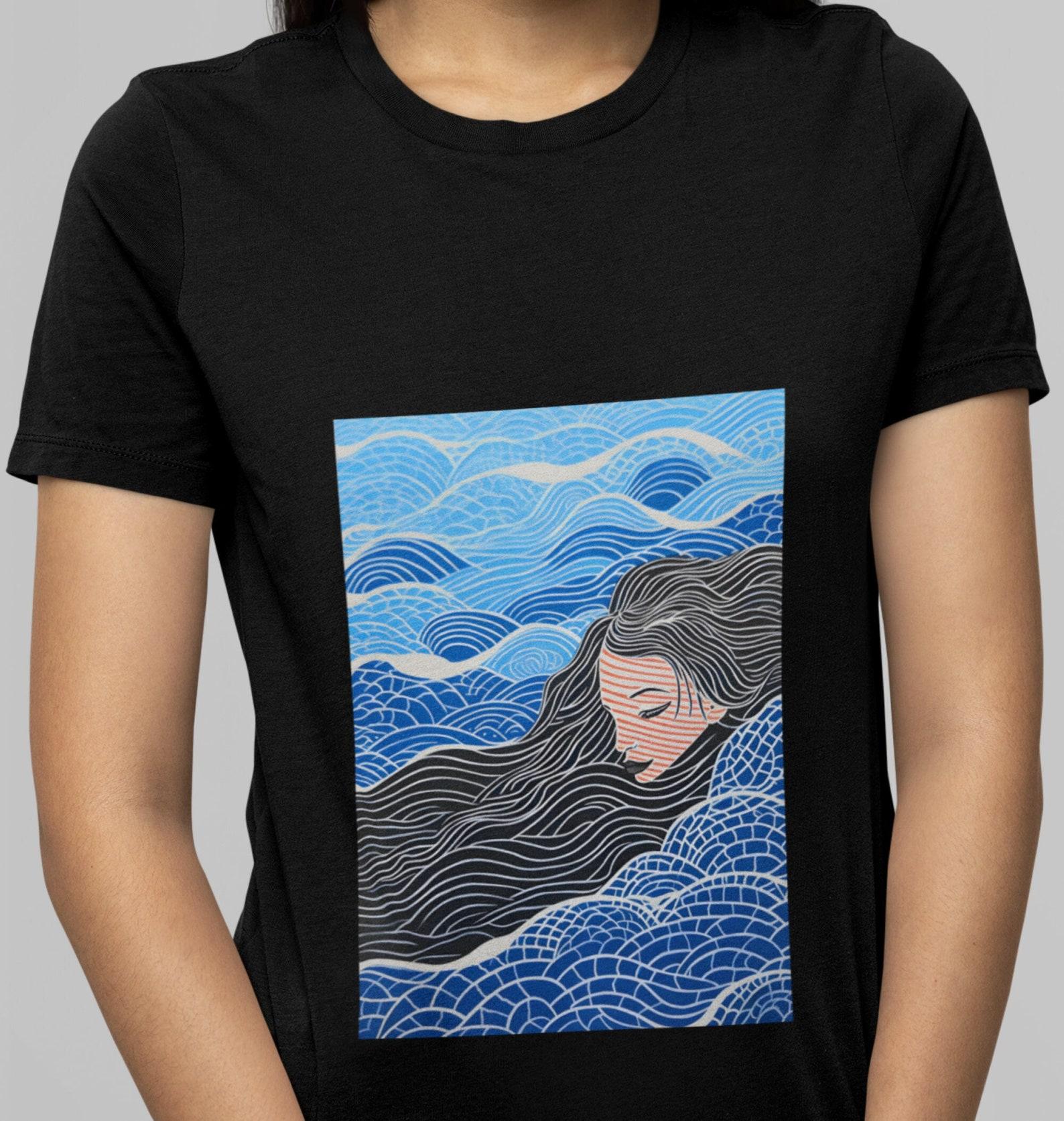 Mermaid T-Shirt: Ocean Waves Graphic, Unisex Cotton Tee S