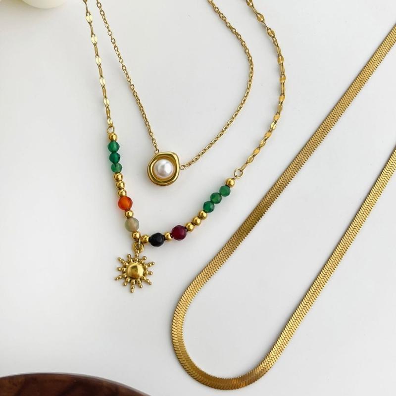 Stylish Beaded Pearls Necklace Daily Wear Necklace Elegant Women Accessory Evening Party Jewelry Stainless Steel Texture