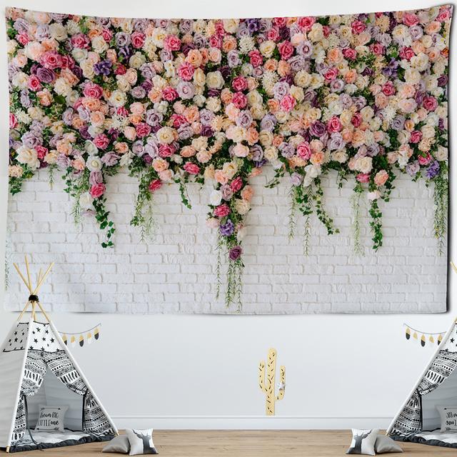 Beautiful Flowers Tapestry Wall Hanging Cloth Tapestries Carpets Dorm Art Decor Polyester Picnic Beach Towel
