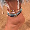 4pcs Bohemian Colorful Beads Anklet for Women Girls Handmade Elastic Multiple Layers Ankle Bracelet Summer Beach Foot Jewelry