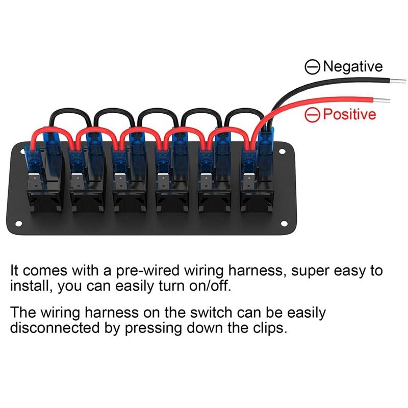 LED Rocker Switch Panel 12V 24V 6 Gang Car Switch Panel On OFF For Automotive Car Accessories Marine Boat Caravan RV