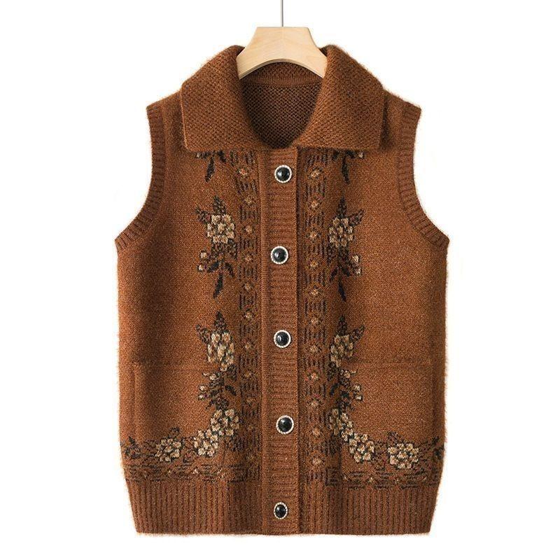 Vest Women's Autumn New Knitted Cardigan Vest Temperament Retro Sweater Vest Latest Style