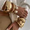 Salircon Exaggerated Punk Smooth Heavy Metal Bangle Bracelet for Women Trend Geometric Open Spring Bangle Party Jewelry Gift