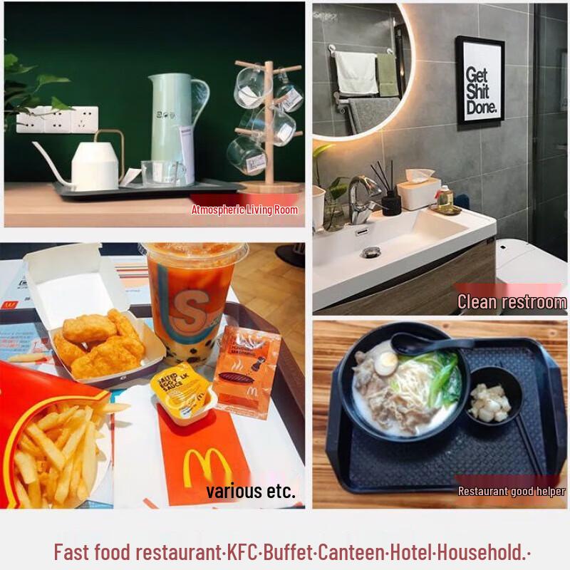 Dianrui en Non-Slip Rectangular Plastic Serving Tray