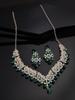 Inspiring Fashionable AD Stone Diamond Studded Gold Plated Green Choker Necklace with Dangle Earring Jewellery Set