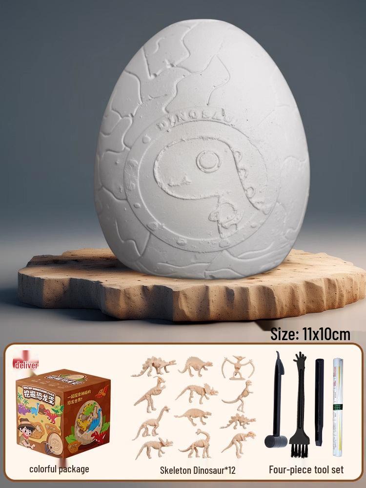 Kit de săpat ou de dinozaur: Jucărie Educativă DIY cu Gemă Fosilă Arheologică pentru Copii