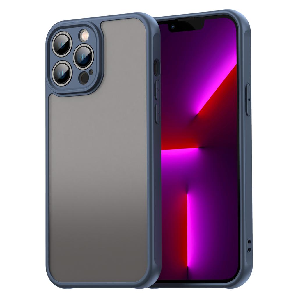 For iPhone 13 Pro Max Case Drop Proof Airbags Frosted Translucent PC+TPU Phone Back Cover