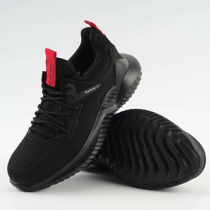 Men's Fly-knit Breathable Lightweight Work Shoes - Wear-resistant, Anti-smash, Anti-puncture, Soft Sole Safety Protection Shoes.