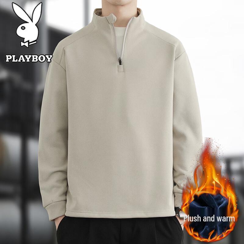 PLAYBOY Men's Mock Neck Casual Pullover Sweatshirt
