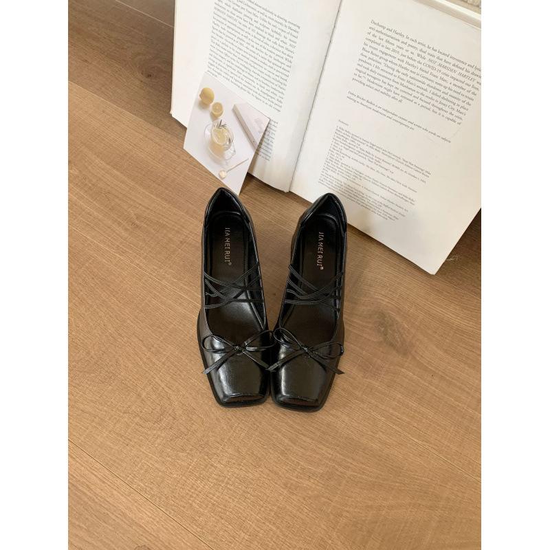 2025 Early Autumn Retro Thick Heel Not Tired High Heel Ballet Shoes Retro Bow Mary Jane Shoes