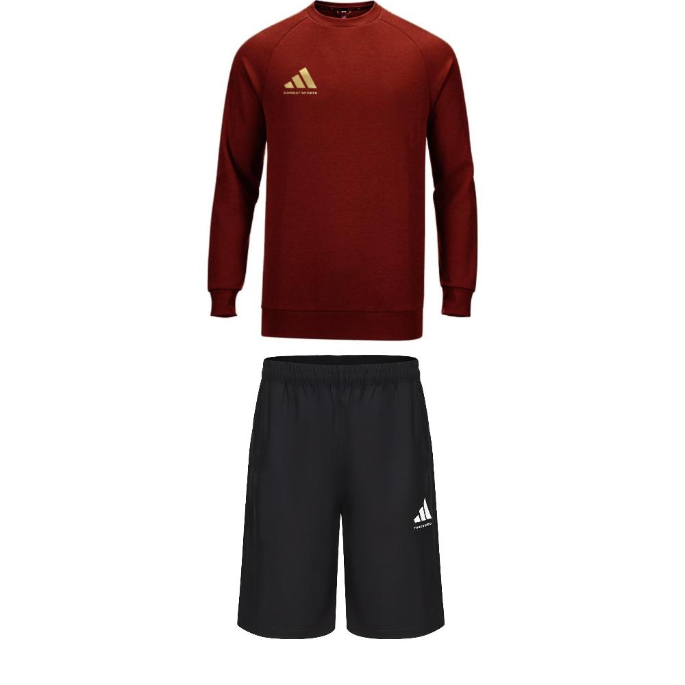 

Adidas Comfortable Pullover Crew Neck Long Sleeve Sweatshirt Fashion Tie Simple Shorts Casual Sports Suit Men Activewear ACLLSPS3CS-RG+S21ATMSH3T-BW 3XL