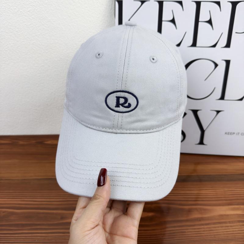 Spring and Autumn New Embroidered R Letter Cotton Wide-brimmed Baseball Hat Large Head Circumference Men's and Women's Face Small Shade Cap