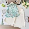 Girls' Summer Hanfu Two-Piece Set: Vest and Long Pants