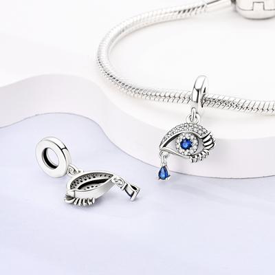 Charmscopper Plated Ocean Element Eyes Blue Tear Pendants Fit Charms Original Bracelet Beads Women Jewellery Making Diy