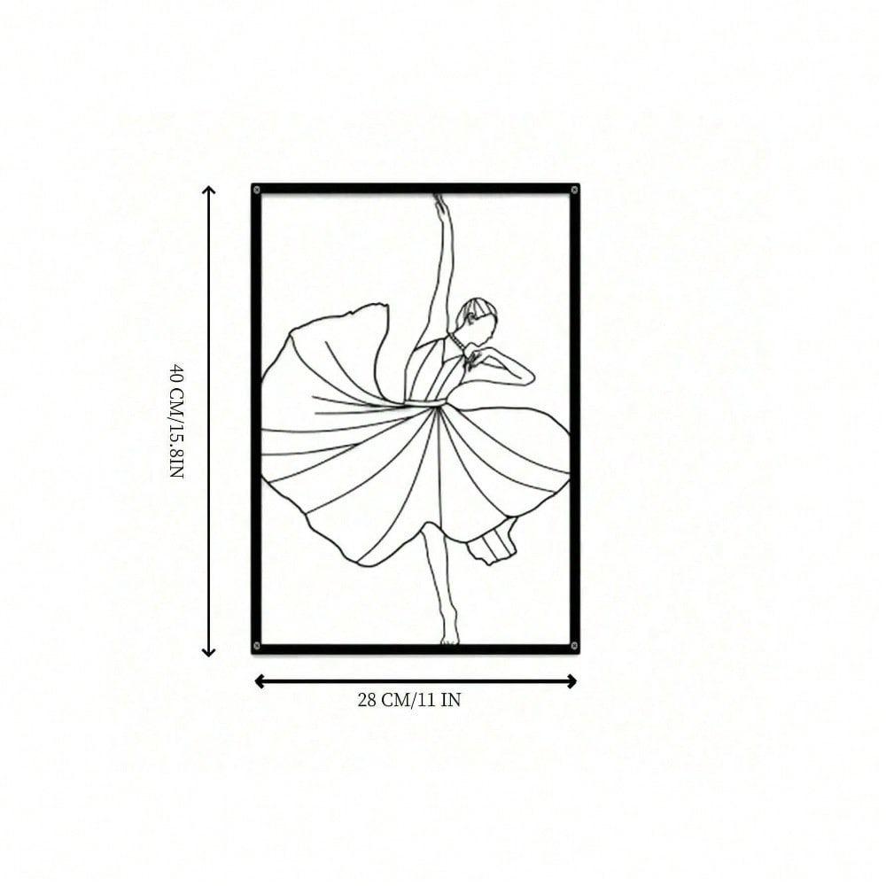 1pc Modern Minimalist Metal Wall Art Abstract Female Dancer Line Art Iron Sculpture for Living Room Bedroom Studio Home Decor