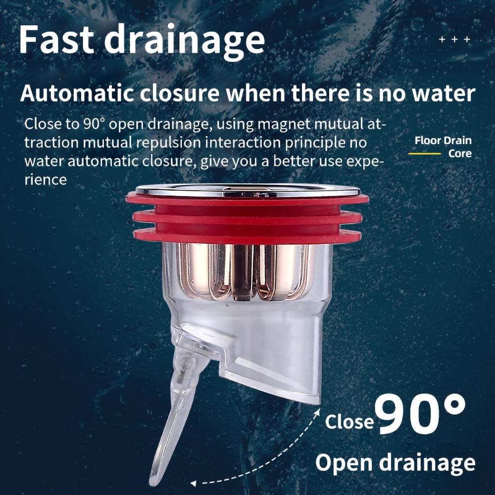 

Bathroom Floor Drain Core Universal Plug Seal Anti-Odor Anti-Leakage With Wool Filter Basket Automatic Fast Drainage