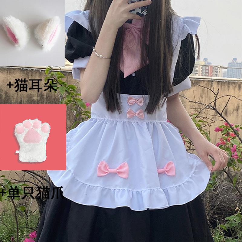 2026 New Black and White Maid Clothing Women's Clothing Daily Loli Maid Cute Dress Large Size